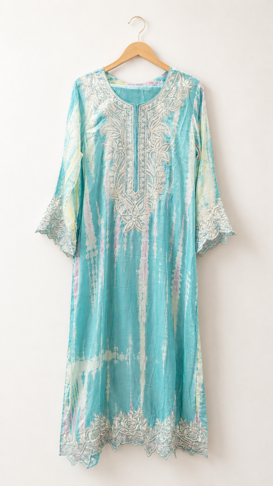Water mark tie dye sheesha silk kaftan